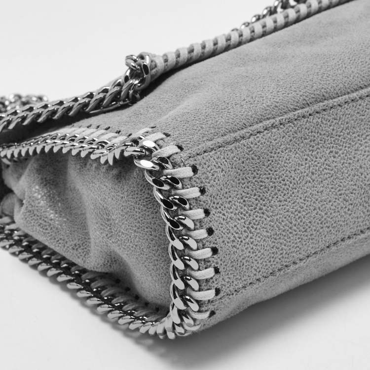 Pre Owned Stella McCartney Grey Faux Suede Mini Falabella Flap Crossbody Bag