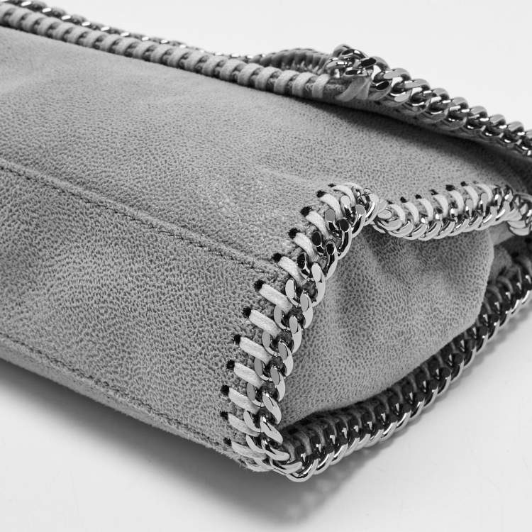 Pre Owned Stella McCartney Grey Faux Suede Mini Falabella Flap Crossbody Bag