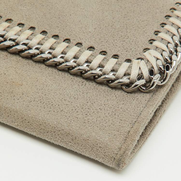 Pre Owned Stella McCartney Light Grey Faux Suede Falabella Continental Wallet
