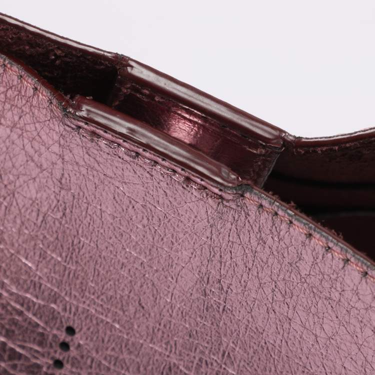 Pre Owned Stella McCartney Pink Metallic Faux Leather Stella Logo Crossbody Bag