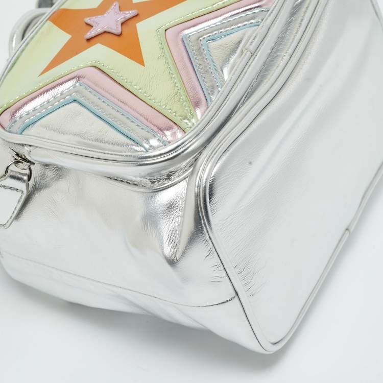 Pre Owned Stella McCartney Silver Faux Leather Star Print Bucket Bag