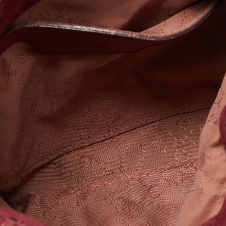 Pre Owned Stella McCartney Burgundy Faux Suede Tiny Falabella Tote