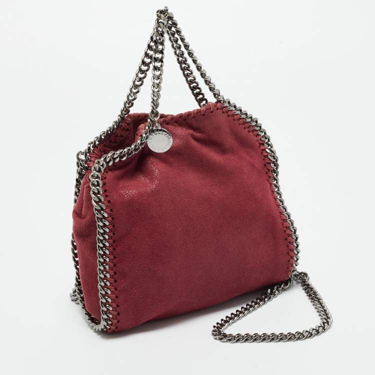 Pre Owned Stella McCartney Burgundy Faux Suede Tiny Falabella Tote