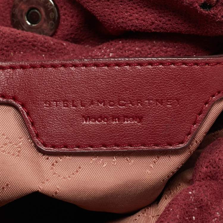 Pre Owned Stella McCartney Burgundy Faux Suede Tiny Falabella Tote