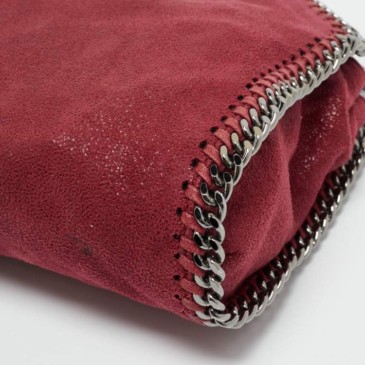 Pre Owned Stella McCartney Burgundy Faux Suede Tiny Falabella Tote