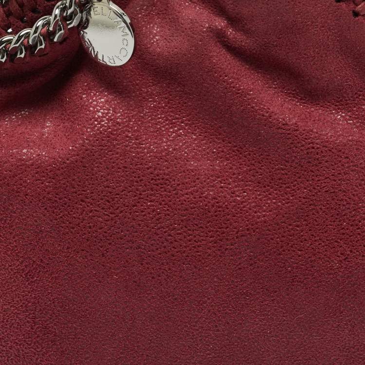 Pre Owned Stella McCartney Burgundy Faux Suede Tiny Falabella Tote