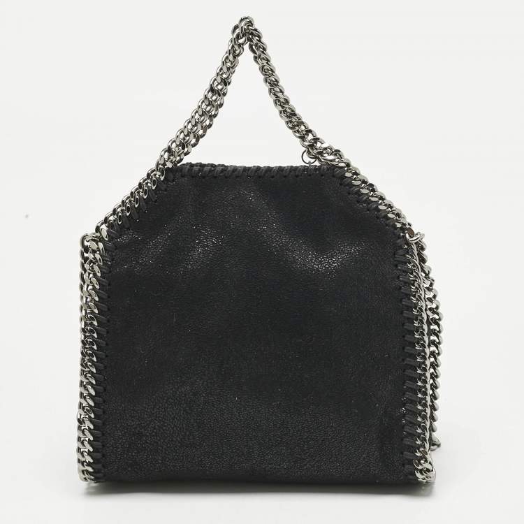 Pre Owned Stella McCartney Black Faux Suede Tiny Falabella Tote