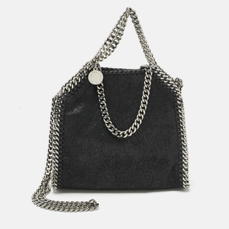 Pre Owned Stella McCartney Black Faux Suede Tiny Falabella Tote