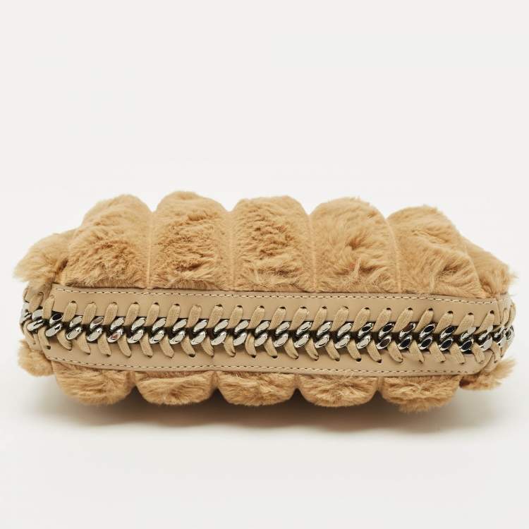 Pre Owned Stella McCartney Beige Faux Fur and Faux Leather Mini Quilted Falabella Bag
