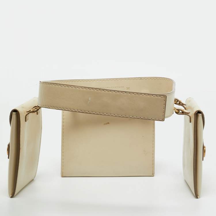 Pre Owned Stella McCartney Cream Faux Leather Trio Belt Bag