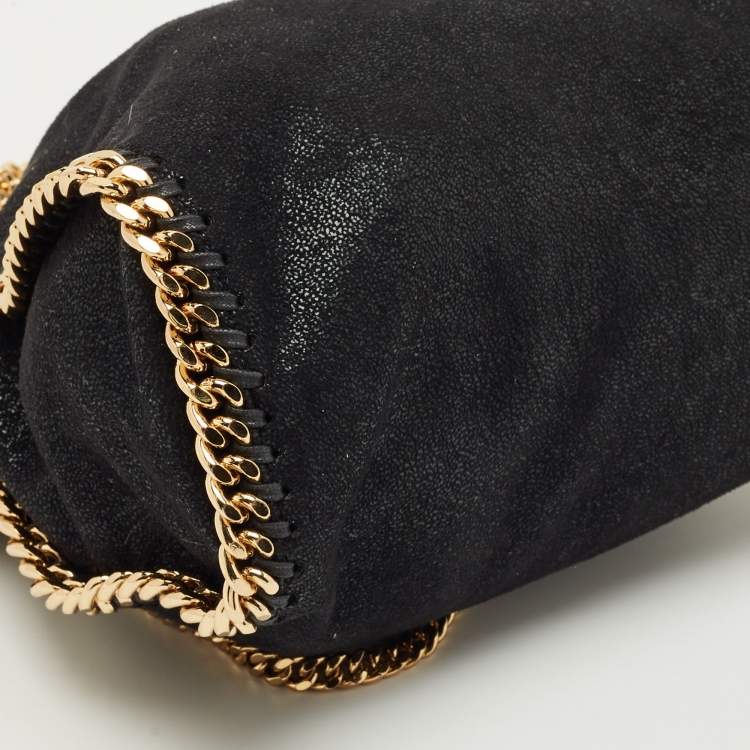 Pre Owned Stella McCartney Black Faux Suede Mini Falabella Tote