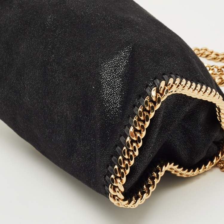 Pre Owned Stella McCartney Black Faux Suede Mini Falabella Tote