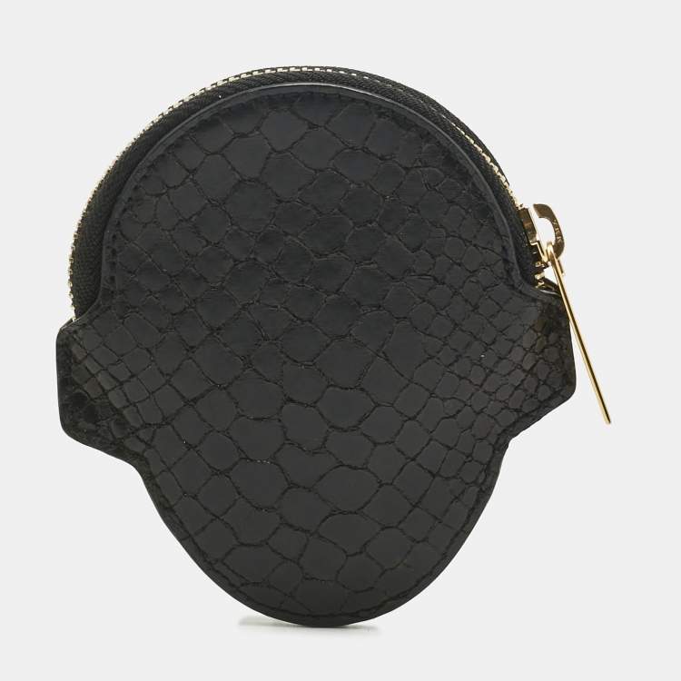 Pre Owned Stella McCartney Black/Yellow Faux Snakeskin Leather Superhero Coin Purse