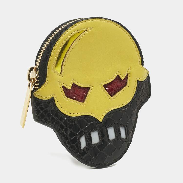 Pre Owned Stella McCartney Black/Yellow Faux Snakeskin Leather Superhero Coin Purse