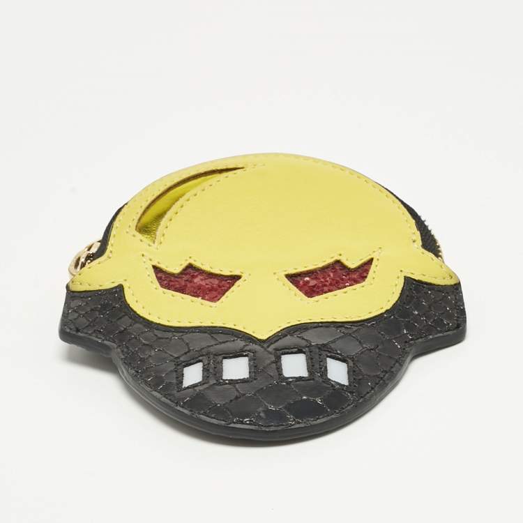 Pre Owned Stella McCartney Black/Yellow Faux Snakeskin Leather Superhero Coin Purse