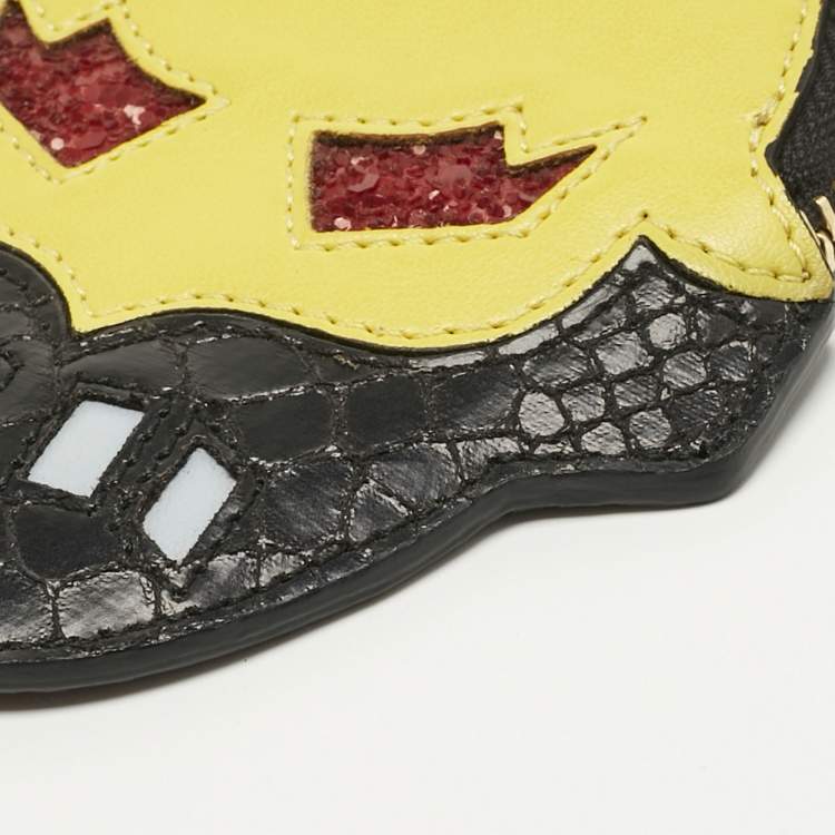 Pre Owned Stella McCartney Black/Yellow Faux Snakeskin Leather Superhero Coin Purse