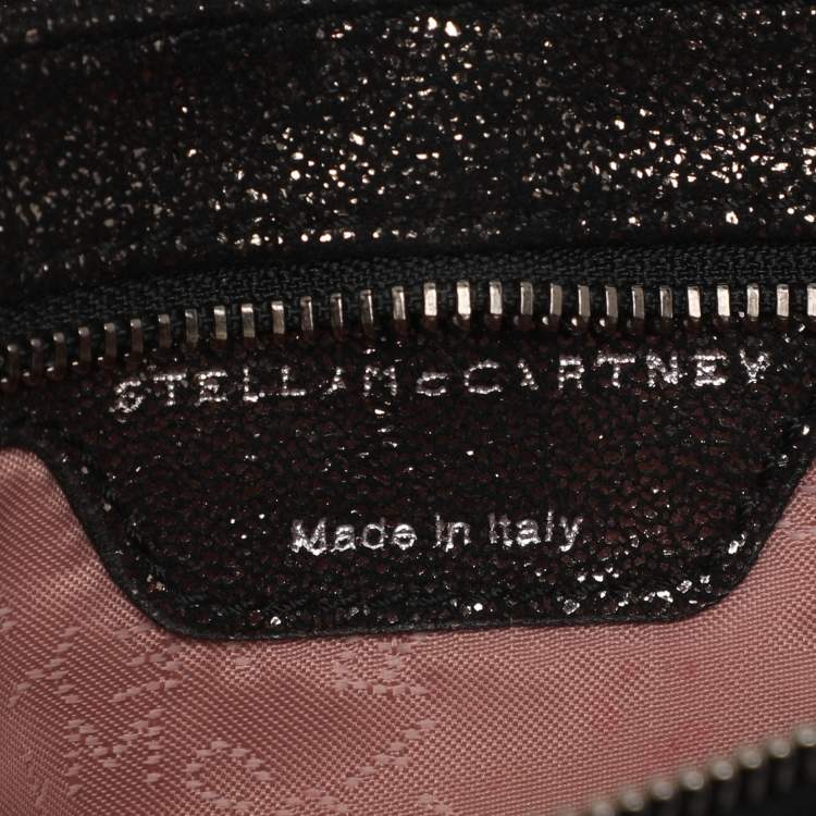 Pre Owned Stella McCartney Black Faux Leather Falabella Fold Over Clutch