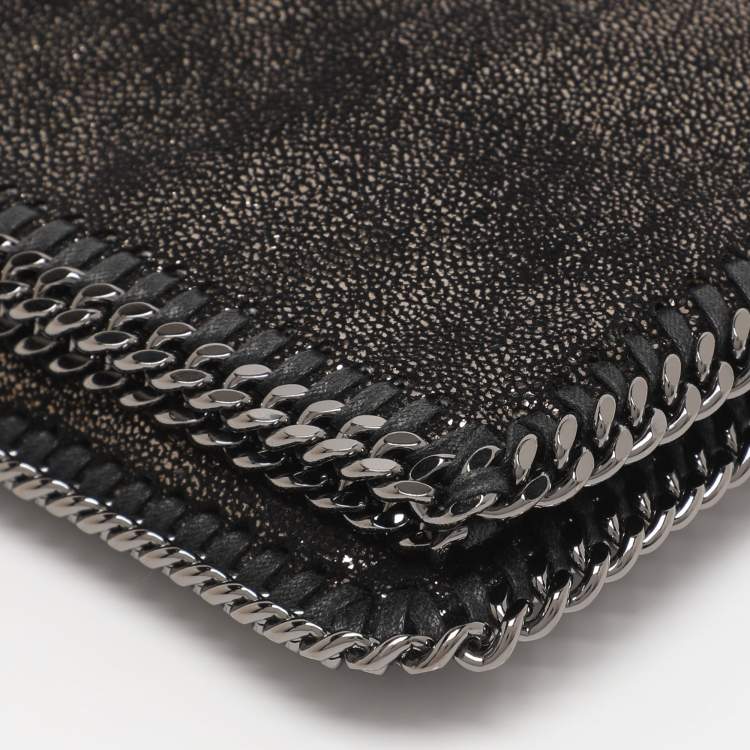 Pre Owned Stella McCartney Black Faux Leather Falabella Fold Over Clutch