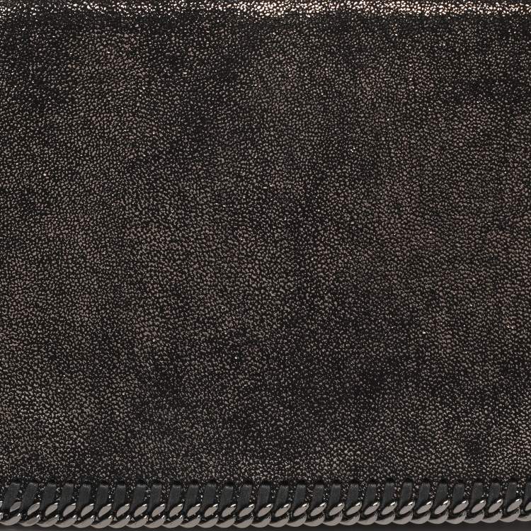 Pre Owned Stella McCartney Black Faux Leather Falabella Fold Over Clutch