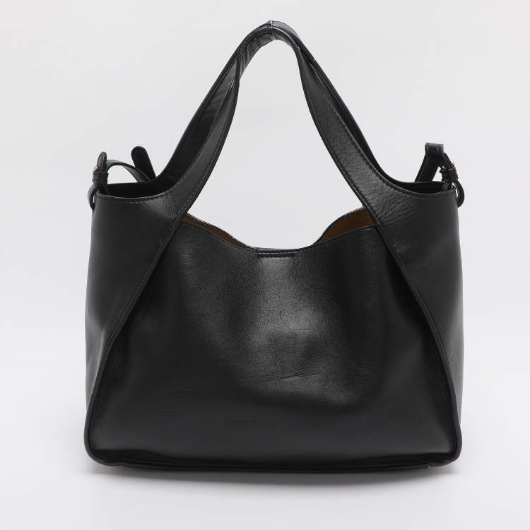 Pre Owned Stella McCartney Stella Logo Black Faux Leather Tote