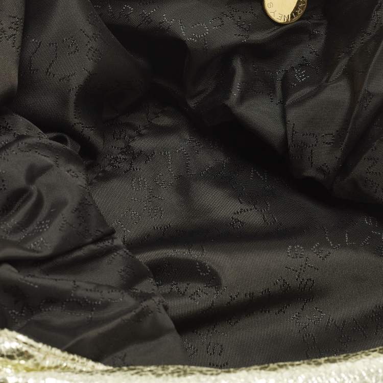 Pre Owned Stella McCartney Falabella Small Gold Faux Crackled Patent Leather Tote