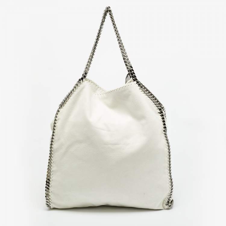 Pre Owned Stella McCartney Falabella Maxi White/Red Faux Suede Embroidered Tote