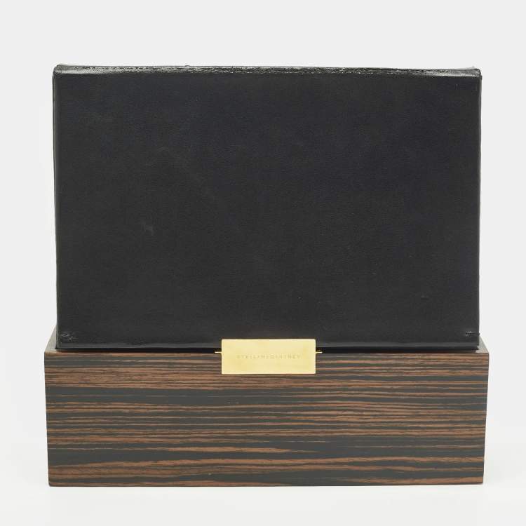Pre Owned Stella McCartney Black Faux Leather and Wood Effect Acrylic Clutch