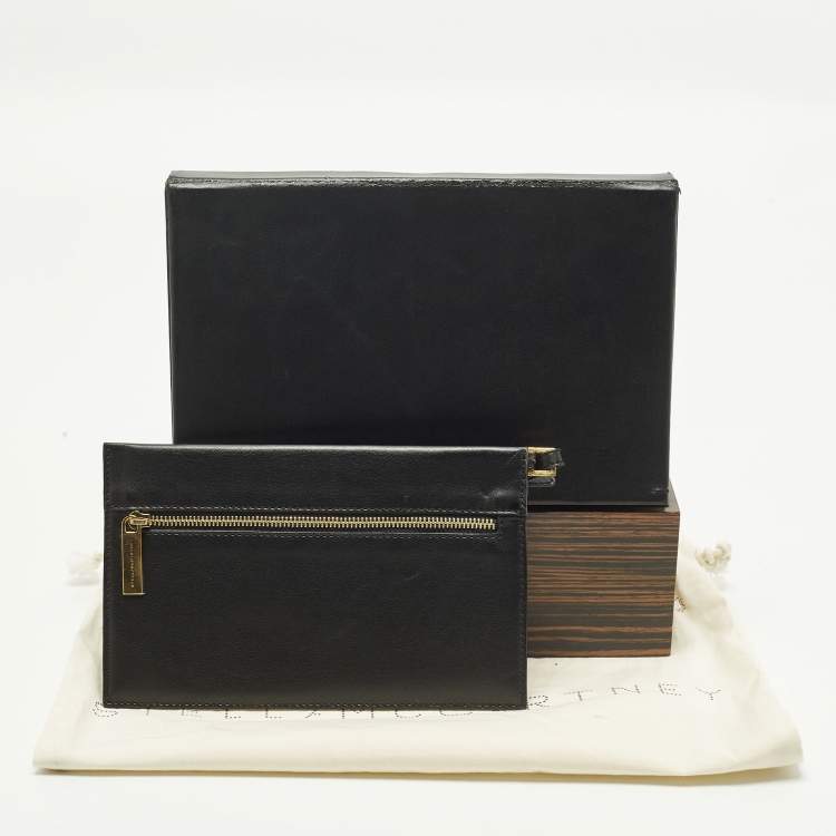 Pre Owned Stella McCartney Black Faux Leather and Wood Effect Acrylic Clutch