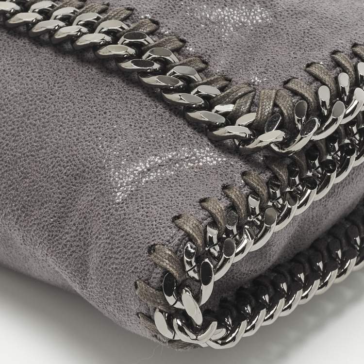 Pre Owned Stella McCartney Falabella Flap Grey Faux Suede Shoulder Bag