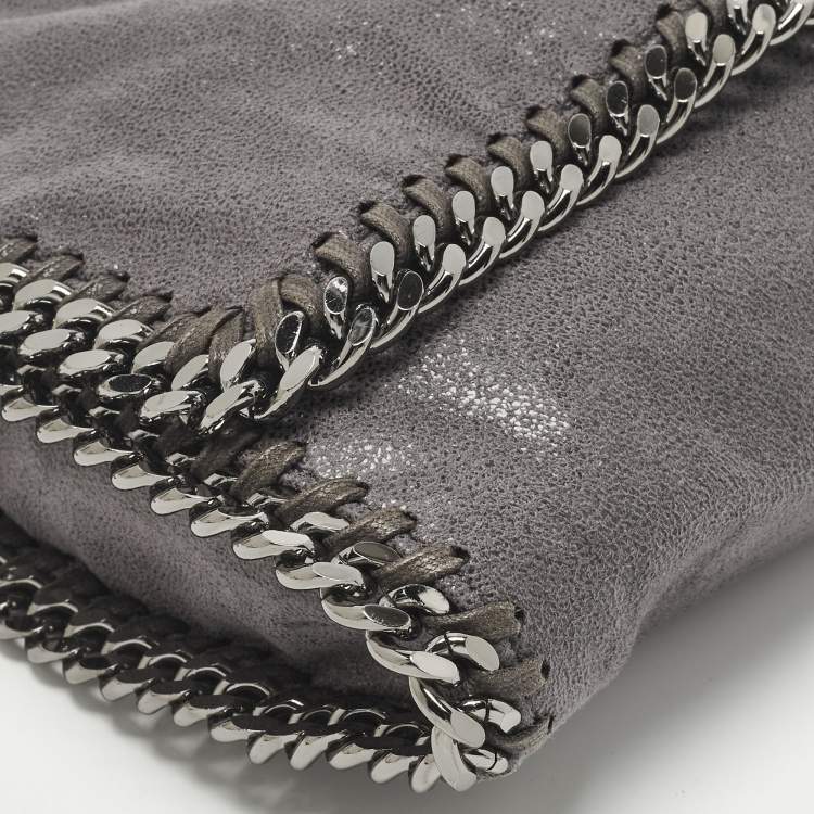 Pre Owned Stella McCartney Falabella Flap Grey Faux Suede Shoulder Bag