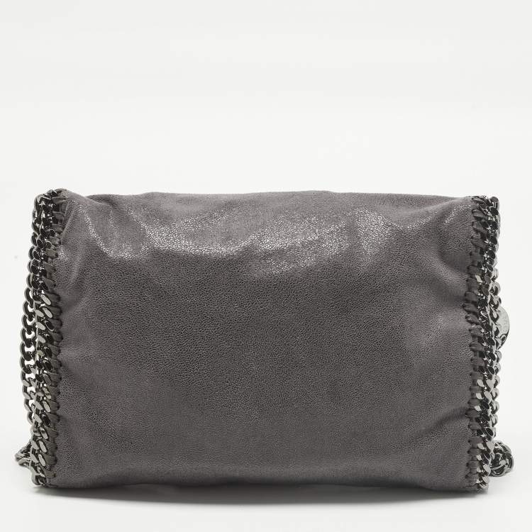 Pre Owned Stella McCartney Falabella Flap Grey Faux Suede Shoulder Bag