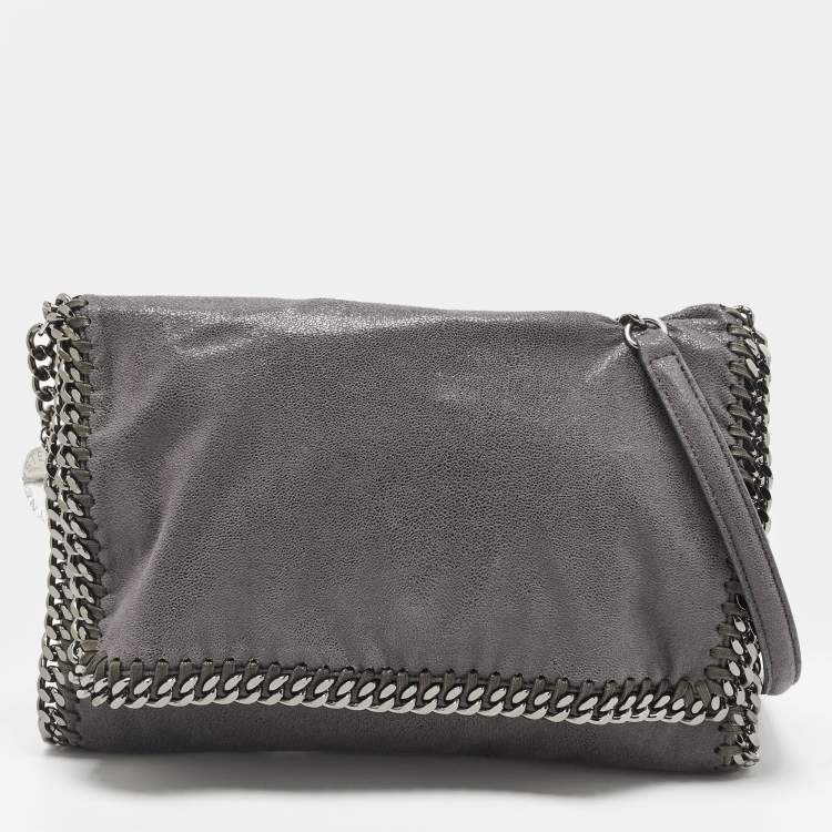 Pre Owned Stella McCartney Falabella Flap Grey Faux Suede Shoulder Bag