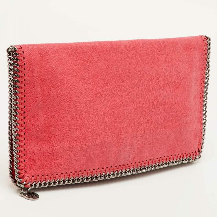 مملوكة مسبقًا Stella McCartney Falabella Peach Pink Faux Leather Fold Over Clutch