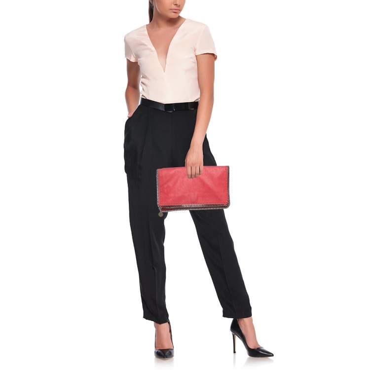 مملوكة مسبقًا Stella McCartney Falabella Peach Pink Faux Leather Fold Over Clutch