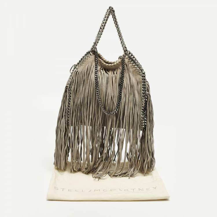 مملوكة مسبقًا Stella McCartney Falabella Fringe Grey Faux Suede Tote