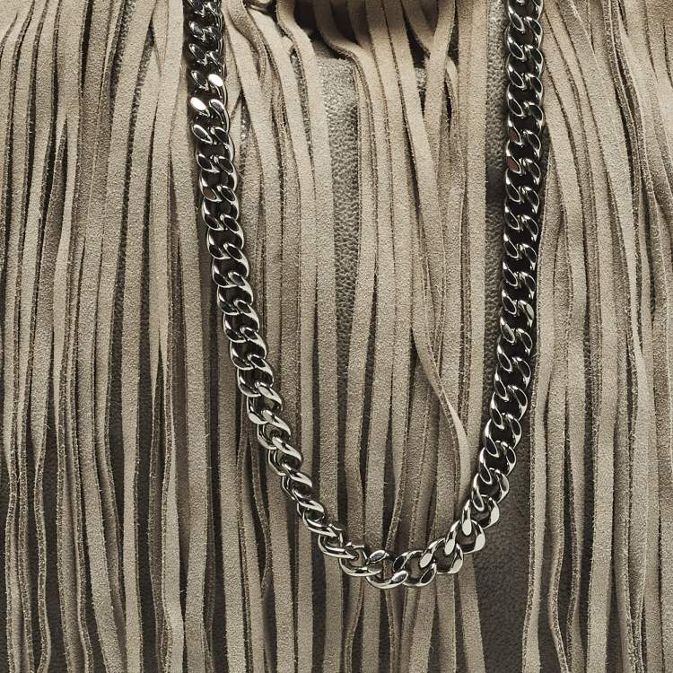 مملوكة مسبقًا Stella McCartney Falabella Fringe Grey Faux Suede Tote