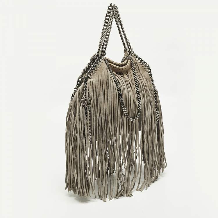 مملوكة مسبقًا Stella McCartney Falabella Fringe Grey Faux Suede Tote
