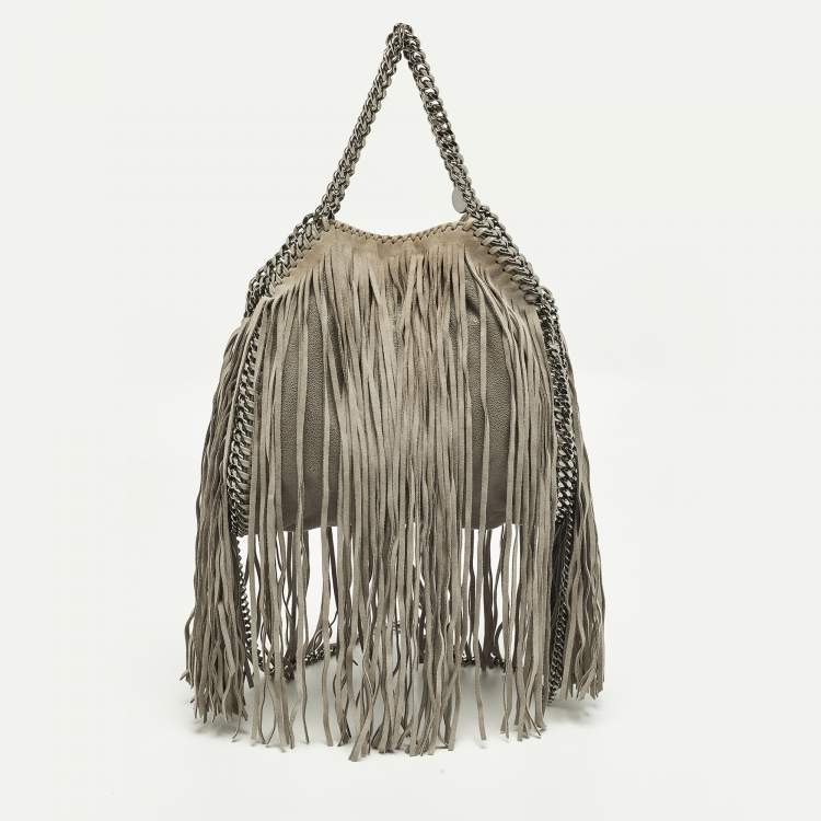 مملوكة مسبقًا Stella McCartney Falabella Fringe Grey Faux Suede Tote