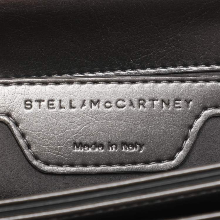 Pre Owned Stella McCartney Metallic Grey Woven Faux Leather Falabella Box Shoulder Bag
