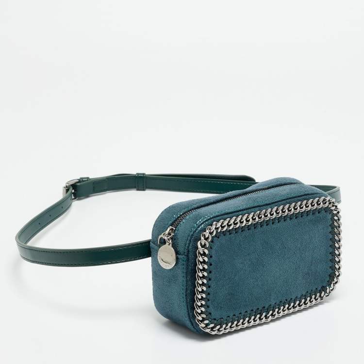 Pre Owned Stella McCartney Falabella Metallic Green Shimmering Faux Suede Belt Bag