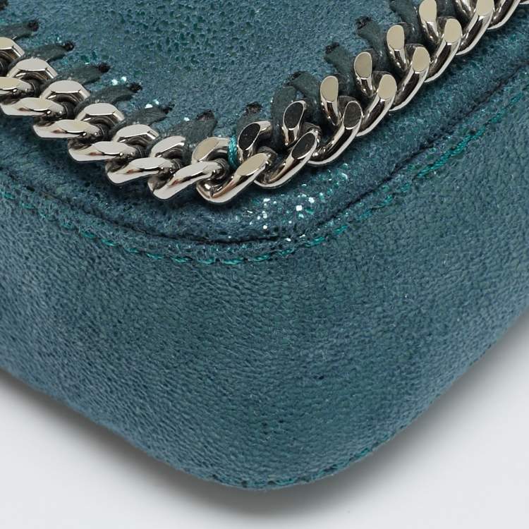 Pre Owned Stella McCartney Falabella Metallic Green Shimmering Faux Suede Belt Bag