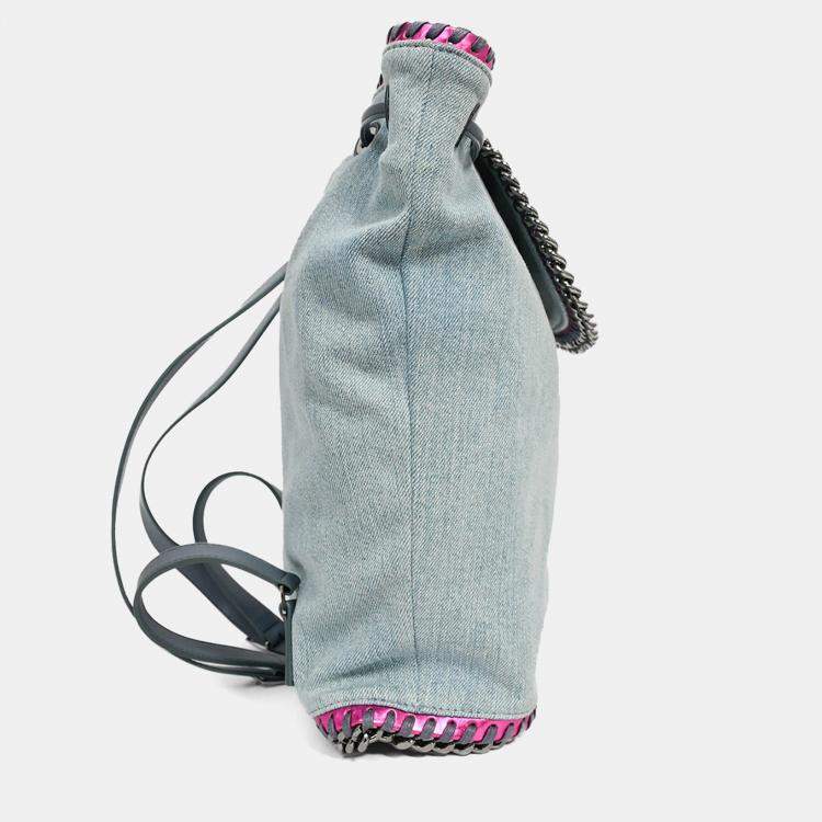 Pre Owned Stella McCartney Denim/Metallic Pink Leather Accent 'Falabella' Backpack