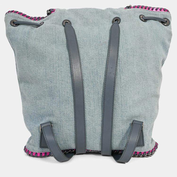 Pre Owned Stella McCartney Denim/Metallic Pink Leather Accent 'Falabella' Backpack