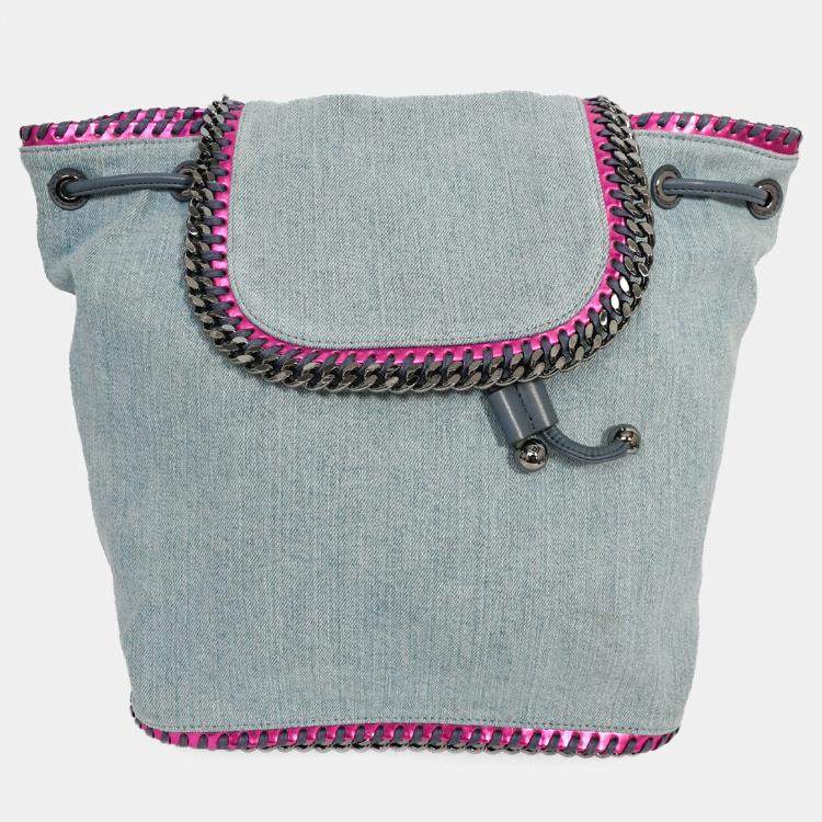 Pre Owned Stella McCartney Denim/Metallic Pink Leather Accent 'Falabella' Backpack