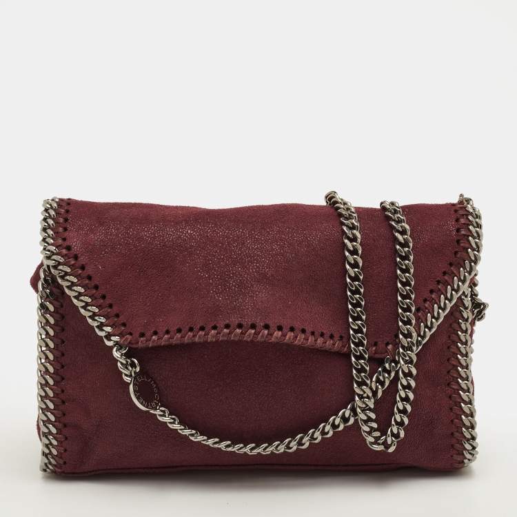 Pre Owned Stella McCartney Falabella Burgundy Faux Leather Chain Shoulder Bag