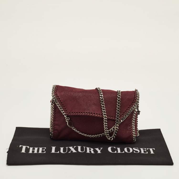 Pre Owned Stella McCartney Falabella Burgundy Faux Leather Chain Shoulder Bag
