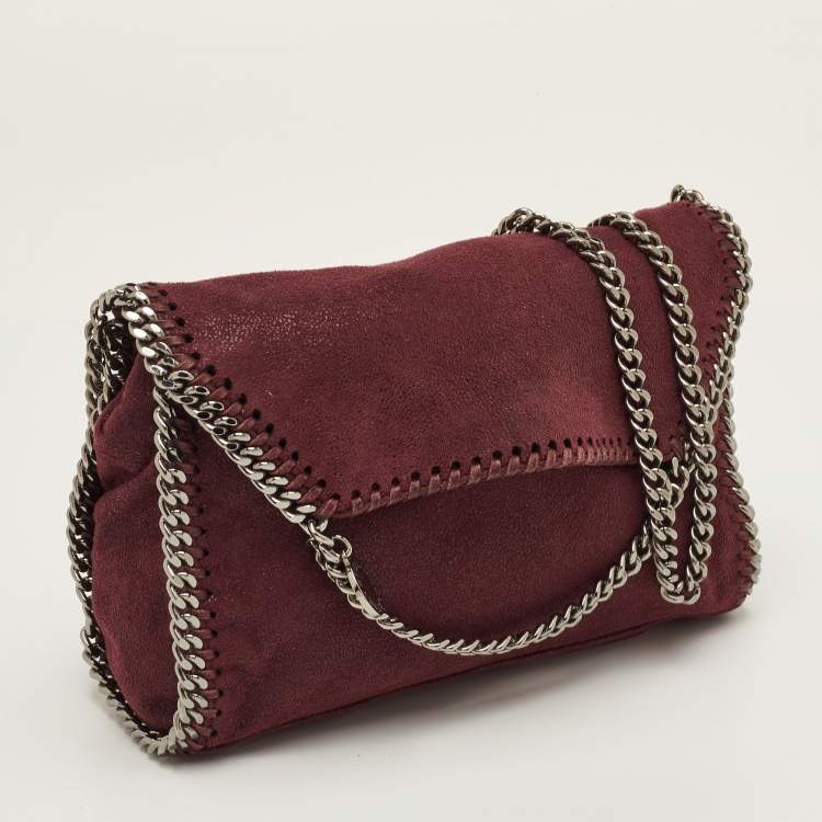 Pre Owned Stella McCartney Falabella Burgundy Faux Leather Chain Shoulder Bag