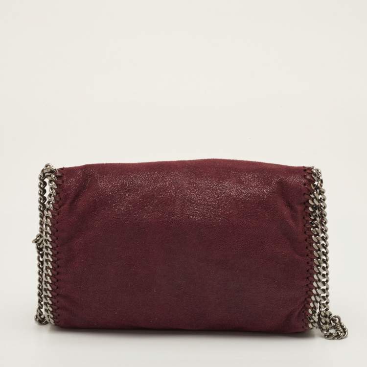 Pre Owned Stella McCartney Falabella Burgundy Faux Leather Chain Shoulder Bag
