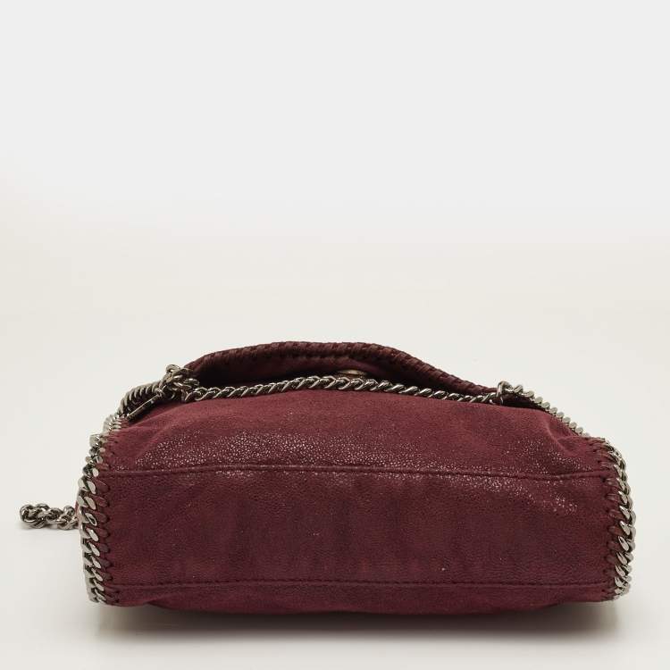 Pre Owned Stella McCartney Falabella Burgundy Faux Leather Chain Shoulder Bag