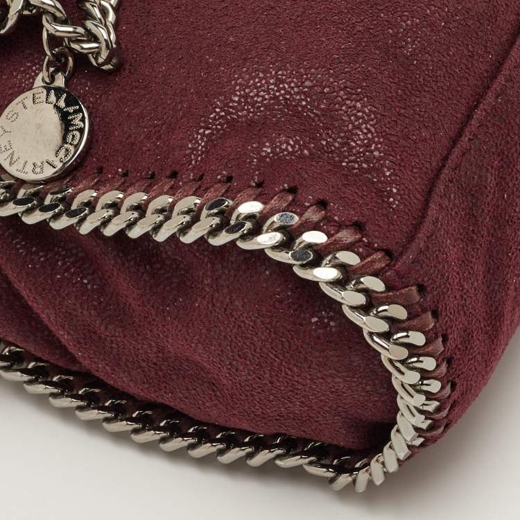 Pre Owned Stella McCartney Falabella Burgundy Faux Leather Chain Shoulder Bag